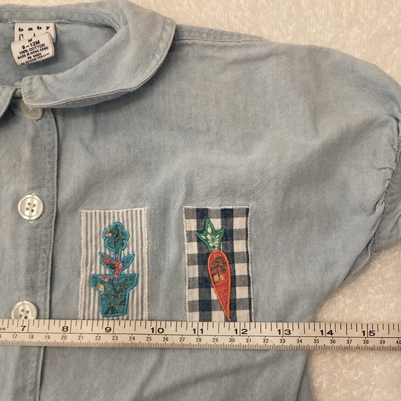 VNTG Chambray BabyGAP One Piece Cotton Jumpsuit w/Shoes 6-12 Month - Picture 7 of 14